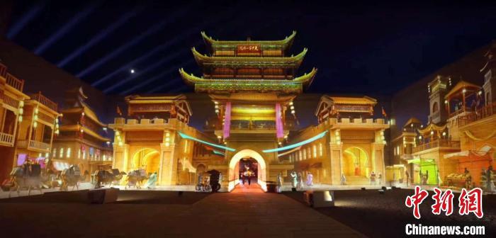 2024年7月15日，甘肅嘉峪關(guān)開(kāi)啟“夜游”模式。圖為夜游燈光劇《天下嘉峪關(guān)》光影效果。(甘肅嘉峪關(guān)關(guān)城景區(qū)供圖)