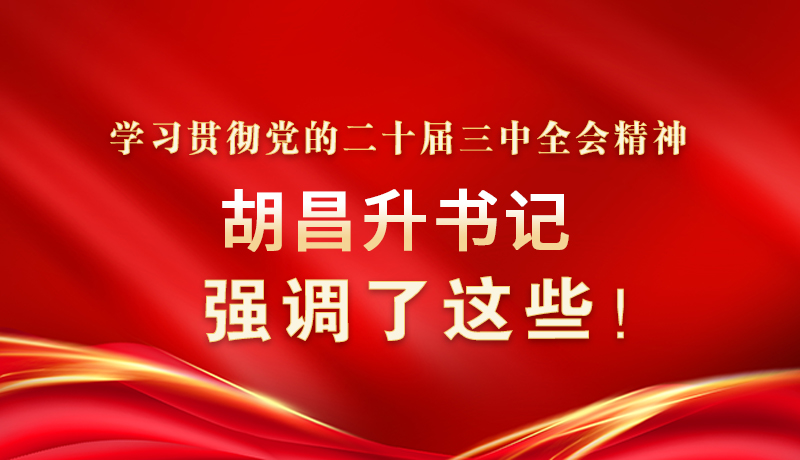 圖解|學(xué)習(xí)貫徹黨的二十屆三中全會精神 胡昌升書記強(qiáng)調(diào)了這些！